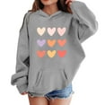 thumbnail image 3 of SonxaHe Big Girl Hooded Sweatshirt Long Sleeve Love Print Soft Comfy Overiszed Autumn Hoodie with Pocket Gray,Sized 13-14, 3 of 3