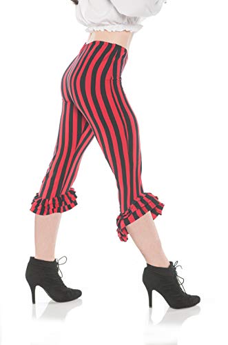 Womens Red and Black Stripes Ruffle 
