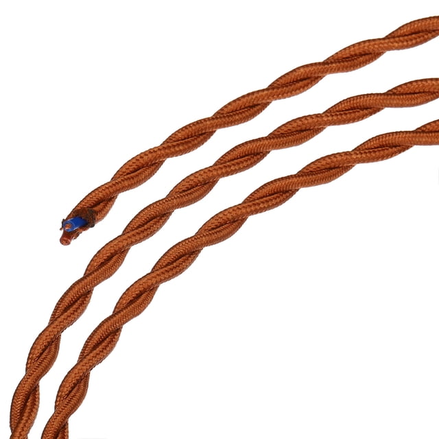 Unique Bargains Twisted Cloth Covered Wire 2 Core 18AWG 3.0m/9.84ft,Electrical Cable,Light Brown