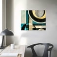 thumbnail image 4 of Acheng  Abstract Wall Art Geometric Circle Block Painting Modern Teal Yellow Brown Picture for Bedroom Living Room Bathroom Home Office Decor Ready to Hang (Teal) 16x12in, 4 of 6