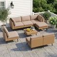 thumbnail image 4 of LAZZO 8-Piece Outdoor Patio Furniture Set, Wicker Sectional Sofa Conversation Set with Cushions for Backyard, Porch and Deck, Khaki, 4 of 10