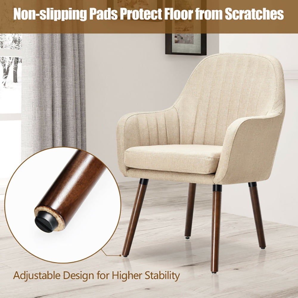 Finihen Modern Living Dining Room Accent Arm Chairs, Fabric Upholstered Accent Chairs with Wooden Legs, Set of 2, for Bedroom, Living Room, Beige Finihen Modern Living Dining Room Accent Arm Chairs, Fabric Upholstered Accent Chairs with Wooden Legs, Set of 2, for Bedroom, Living Room, Beige