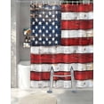 thumbnail image 3 of Split Shower Curtain for Transfer Bench, Vintage American Flag Fabric Shower Curtains for Bathroom, Country Wooden USA Flag Tub Sliding Transfer Bench Waterproof Bath Curtains 72"x72", 3 of 9