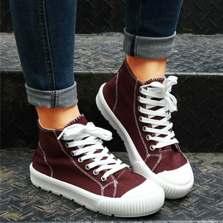 

Tangnade Winter Clearance High-top Canvas Shoes Comfortable Flat Shoes Casual Sneakers White Shoes for Women