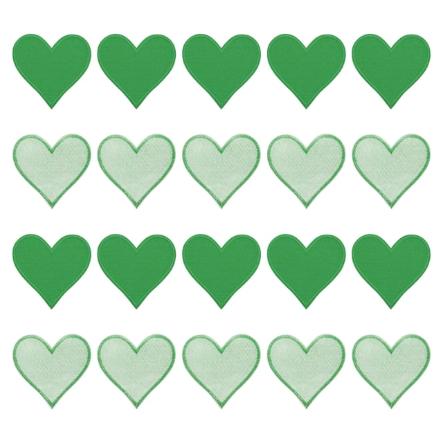 Unique Bargains Hearts Patches Green Iron-On Patch Sew Embroidered Applique 2.8x2.68 Inch Clothing Repair Backpack 20Pcs