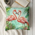 thumbnail image 3 of JRXY Flamingos Throw Pillow Cover, Tropical Leaves Flowers Bird Pillowcase Soft Home Decorative Pillow cases Double Sided Cushion Covers for Indoor Outdoor Bedroom and Car 20x20in, 3 of 5
