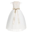 thumbnail image 3 of Ekidsbridal Ivory V-Back Lace Cap Sleeves Flower Girl Dress Junior Beauty Pageant Gown for Toddlers Communion Ceremony 622R3 4, 3 of 4