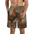 thumbnail image 2 of Uemuo Oil Painting Chicken And Duck Pattern Men's Swim Trunks Hawaiian Beach Bathing Suit Swimsuits Beach Quick-Dry Shorts with Pockets-Medium, 2 of 9