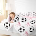 thumbnail image 3 of Erosebridal Cartoon Football Print Girls Twin Comforter Sets,Kawaii Bows Cute Bow-Tie Bedding Set For Kids,Reversible Pink 2pcs, 3 of 7