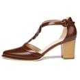 thumbnail image 2 of Women  T-Strap Dress Shoes with Block Heels  Low-Cut Sandals with Stacked Block Heels, 2 of 5