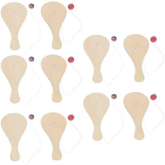 BESTSKY 10pcs Wooden Paddle Ball Toy Classic Paddleball Game Toy Party Favor Toys