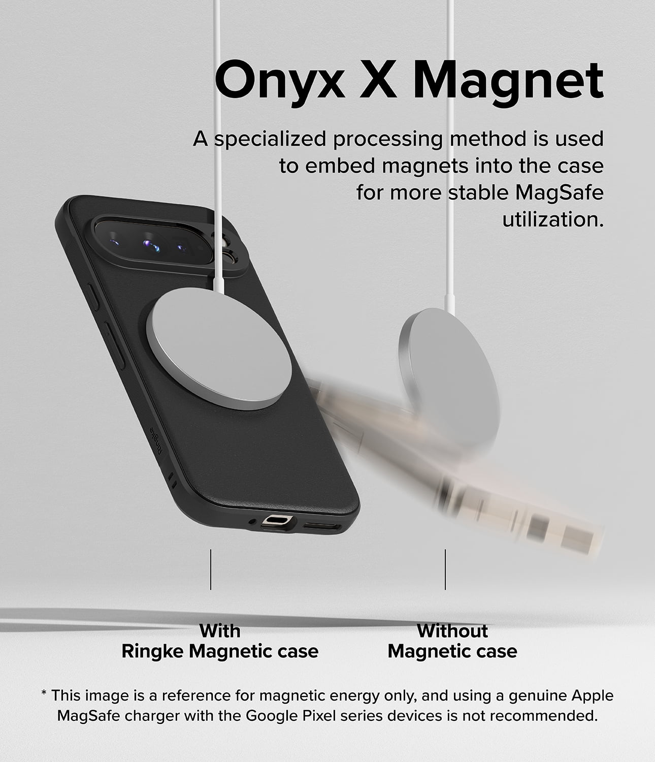Ringke Pixel 9 Pro [Onyx Magnetic] High Quality Flexible Heavy Duty Durable Phone Case Compatible with Magnetic Charger - Black
