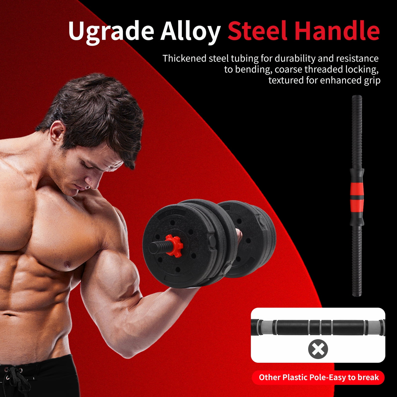Adjustable-Dumbbells-Sets, 44lbs Free Weights-Dumbbells Set of 2 Convertible To Barbell A Pair of Lightweight for Home Gym,Women and Men Equipment