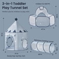 thumbnail image 2 of Tiny Land 3-in-1 Kids Play Tunnel with Tent & Ball Pit Set, Pop Up Crawl Tube for Toddlers, Indoor & Outdoor Playhouse, Foldable Tunnel Set Gift for Boys & Girls, Blue, 2 of 7