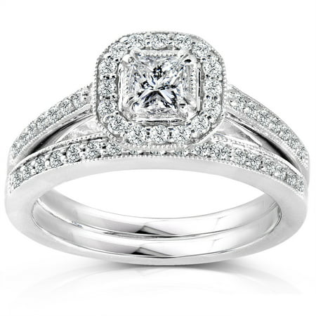 Closeout Halo  Sale  Handcrafted Wedding  Set Ring  1 Carat 