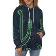 thumbnail image 3 of POBUDS Hoodie, Regular Fit Sporty Pullover Hooded Sweatshirt for Men Women Neon Cactus S, 3 of 6