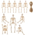 thumbnail image 2 of MInHoues 10 Pcs Mini Posable Skeleton Figurines, 6 Inch Halloween Small Skeleton Decorations, Articulated Skeleton Hanging Ornaments for Tiered Tray Tree Wreath Table Haunted House Decor, 2 of 5