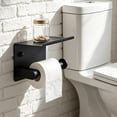 thumbnail image 6 of Stainless Steel Wall Mounted Toilet Paper Holder with Storage Shelf - Rust-Resistant Bathroom Organizer for Residential and Commercial Restrooms Black, 6 of 6