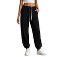 thumbnail image 7 of Women's Solid Jogger Pants Elastic Waist Adjustable Drawstring Loose Athletic Long Trousers with Pockets, Soft Casual Sport Bottoms for Workout, Daily Walking and Loungewear Black, 7 of 7
