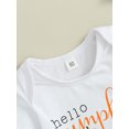 thumbnail image 5 of Wassery 3PCS Baby Girl Outfits Set Short Sleeve Letters Pumpkin Print Romper +Drinks Print Shorts+ Headband Set 3 6 12 18 Months Infant Halloween Clothes, 5 of 8