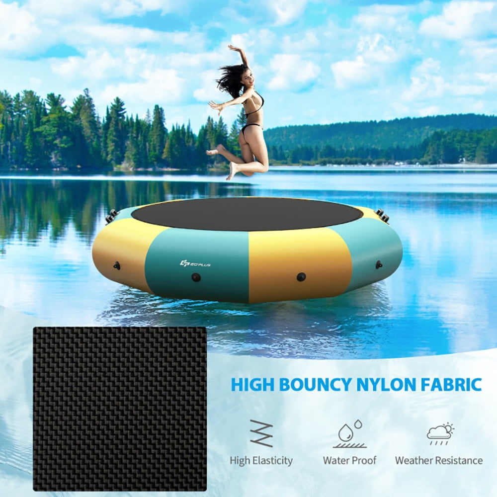 Aimee Lii 10 Feet Inflatable Splash Padded Water Bouncer Trampoline, Backyard Kids Trampoline, Yellow