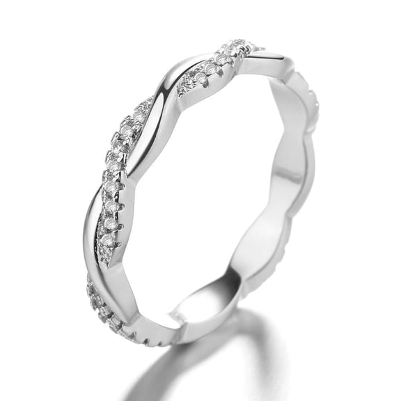 Amy and Annette 18k White Gold Plated crossover eternity ring with crystals from Swarovski
