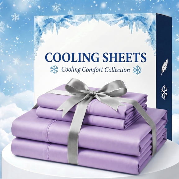 Deep Pocket Bamboo Fiber Sheet Set, Cooling Breathable Soft Wrinkle Resistant, Hypoallergenic & Easy Care for Bedroom(Light Purple,Twin)
