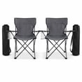 thumbnail image 1 of Sillas Plegables para Camping Pesca Playa y Exteriores de Lona Impermebale con Porta Vaso Ligera Sillas para Exterior Ergonomica con Estructura de Acero y Funda Transportadora Set de 2 Sillas (Gris), 1 of 5
