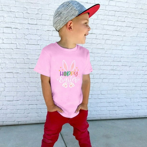 Gibobby Playera Moda Camisetas de manga 17 para ninos camiseta corta para ninos camisetas de Pascua para bebes camisetas para ninas conejito camisetas con letras felices p Rosa 6 7 Anos Walmart en lin...