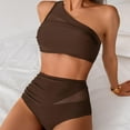 thumbnail image 4 of UTSJKR Two Piece Bikini Set for Women Plus Size Cutout One Shoulder High Waisted Bikini Bathing Suit Full Coverage Swimsuit Coffee S, 4 of 5