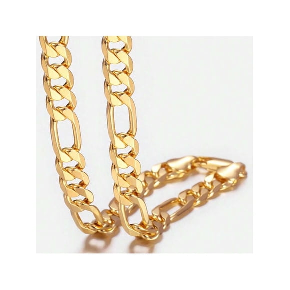 14K Gold Plated Figaro Chain Necklace For Men Women Punk Jewelry 6MM 18-24inch Link