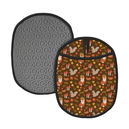 

Matuu Autumn Thanksgiving for Non Slip Pot Holder for Kitchen Baking and Cooking Silicone Pot Mat Mitten With Hanging Loop Heat Resistant 7.5 x 9.4 Inches
