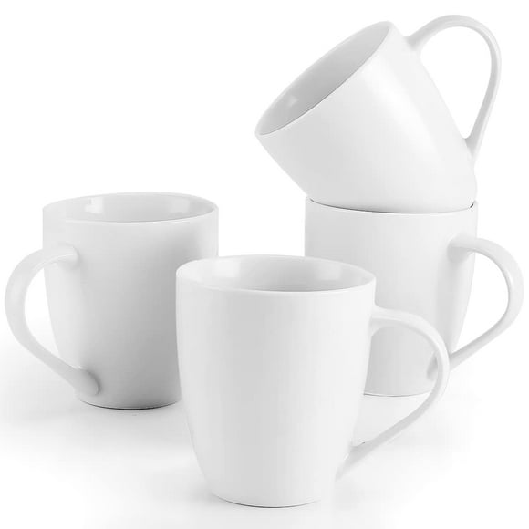 White Coffee Mugs Set of 4 16 Ounce