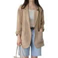 thumbnail image 1 of Womens Linen Blazer Casual Long Sleeve Lightweight Spring Summer Jackets, 1 of 6