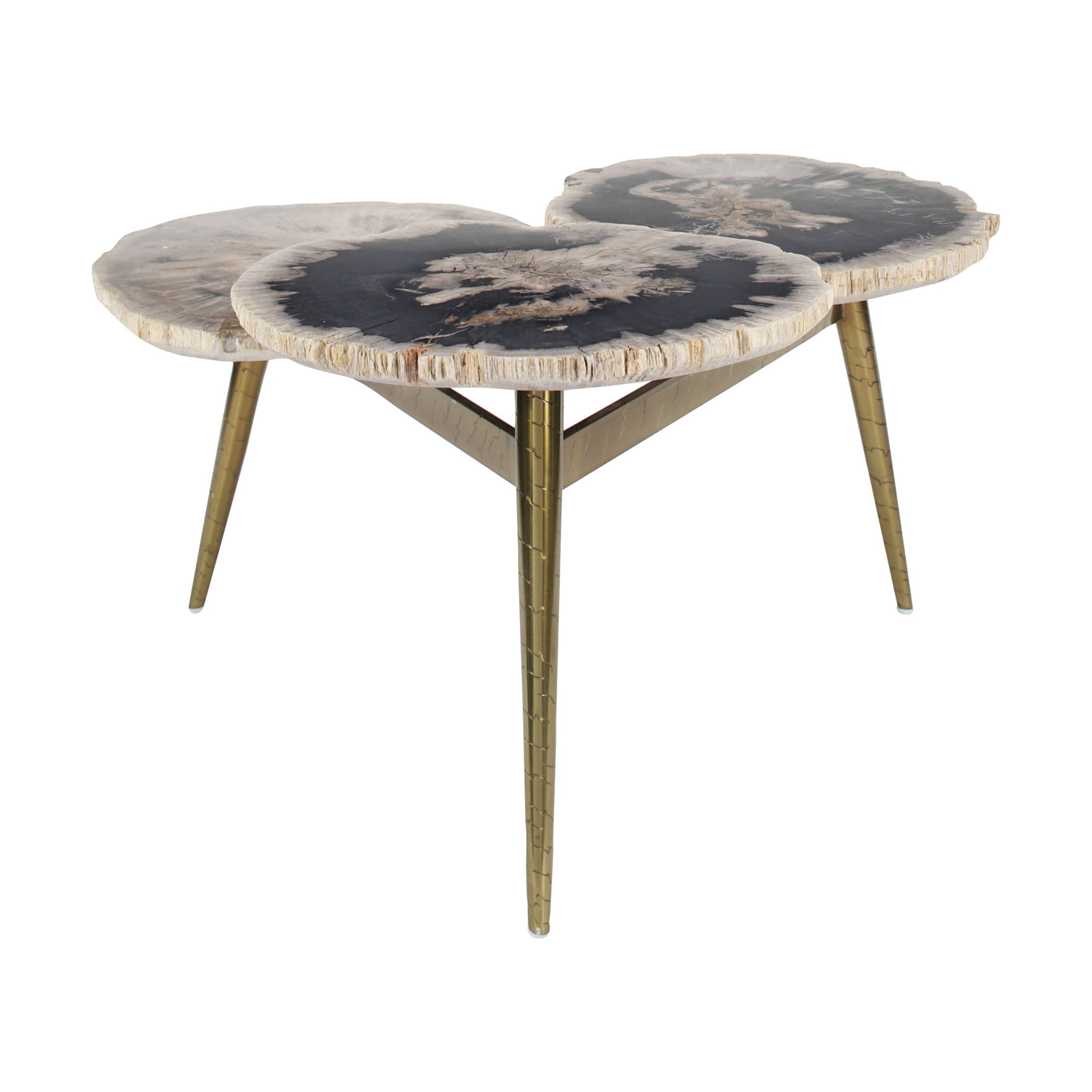 DecMode Rustic Petrified Stone Black Coffee Table, 36"W x 18"H