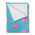 thumbnail image 2 of Pink Zebra Soft Flannel Fleece Throw Blanket, Zebras Savannah Fashion Grunge Exotic Lands Illustration, Cozy Plush for Indoor and Outdoor Use, 50" x 60", Blue Pink and White, by Ambesonne, 2 of 5