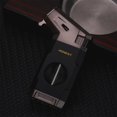 thumbnail image 2 of HLONK Lighter Torch Lighter with Cigar V Cutter Direct Charge Lighter Metal Blue Flame Inflatable Fashion Lighter Windproof Lighter Gold, 2 of 8