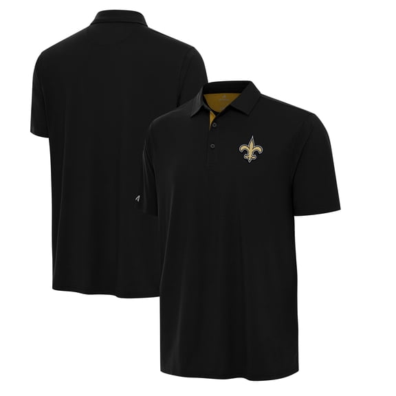 Men's Antigua Black/Gold New Orleans Saints Era Polo