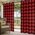 thumbnail image 5 of Outdoor Curtains for Patio Waterproof, Black Red Plaid Windproof Pravicy Outside Porch Blackout Curtain, Vintage Rustic Buffalo Checked Gingham Sun Blocking Curtains for Cabana 2 Panels 54"x108", 5 of 9