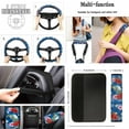 thumbnail image 4 of Jeiento Sea Turtle Car Seat Cover Full Set with Auto Floor Mats Steering Wheel Protector Flowers Car Seatbelt Pads Blue Armrest Cover Coasters Lipstick Holder Keychain 17pcs Car Accessories Set, 4 of 7