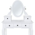 thumbnail image 4 of 5 Drawer White Makeup Vanity Hair Dressing Table Set w Adjustable Mirror Padded Stool, 4 of 5