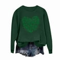 thumbnail image 4 of Guzom St. Patrick's Day Womens Sweatshirt - Shamrock Heart Print Army Green Crew Neck Long Sleeve Relaxed Fit Casual Festive Top,Size L, 4 of 7