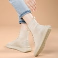 thumbnail image 2 of High Top Fashion Sneakers Ankle Boots for Women Casual Comfort Lace up Slip on Socks Walking Shoes, 2 of 5