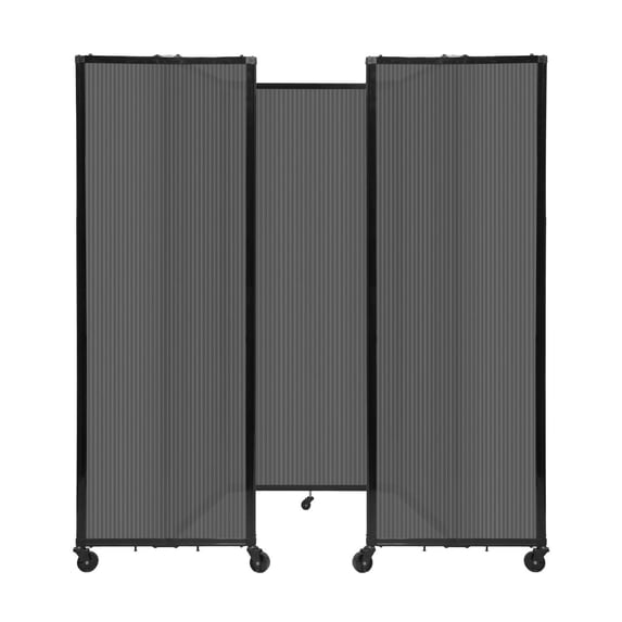 Versare Polycarbonate Room Divider 360 Portable Wall Partition | Freestanding Office Dividers | Locking Wheels | Privacy Screen Panels - 8'6" x 6'10" Dark Gray Thermoplastic Polymer