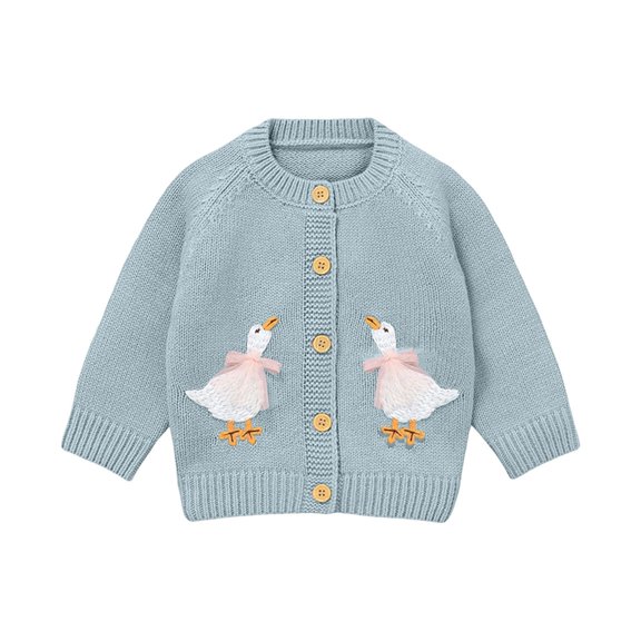 Baby Girl Cardigan Sweater Toddler 𝐅loral/𝐂artoon Button down Long Sleeve Knit Outfits Cute Fall Winter Clothes Knitted Coats