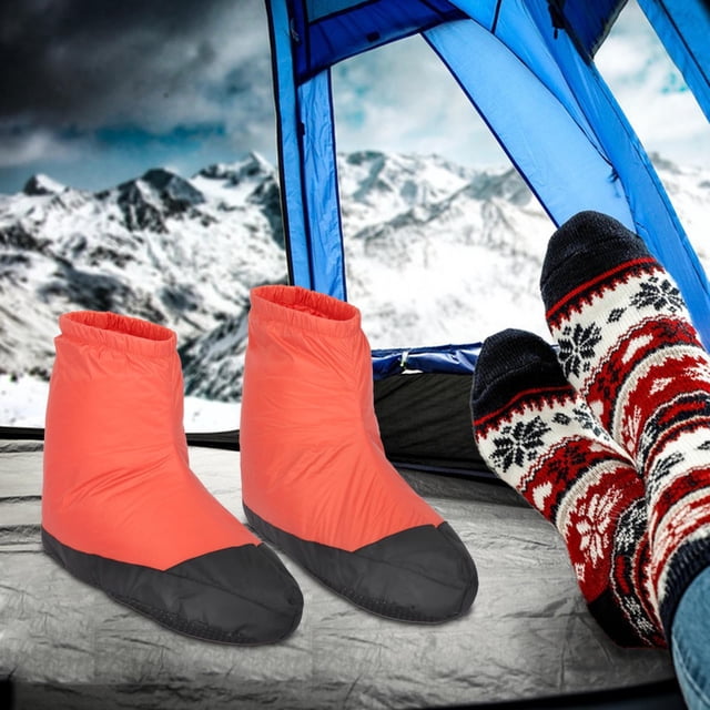 Botines de plumón de de invierno, zapatillas antideslizantes para dormir, zapatillas de plumón para acampar rojo m Cola botines de plumas al aire libre