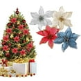 thumbnail image 6 of Christmas Glitter Poinsettia Flowers Xmas Tree Ornaments - 12PCS Artificial Christmas Flower for Christmas Tree Wreath Garland Decoration (5.91 inches in Dia), 6 of 10