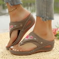 thumbnail image 2 of Pandaie Orthopedic Sandals for Women 2026 Summer Slip on Beach Flip Flops Arch Support Flower Dressy Wedge Casual Boho Slippers Brown Size 8, 2 of 5