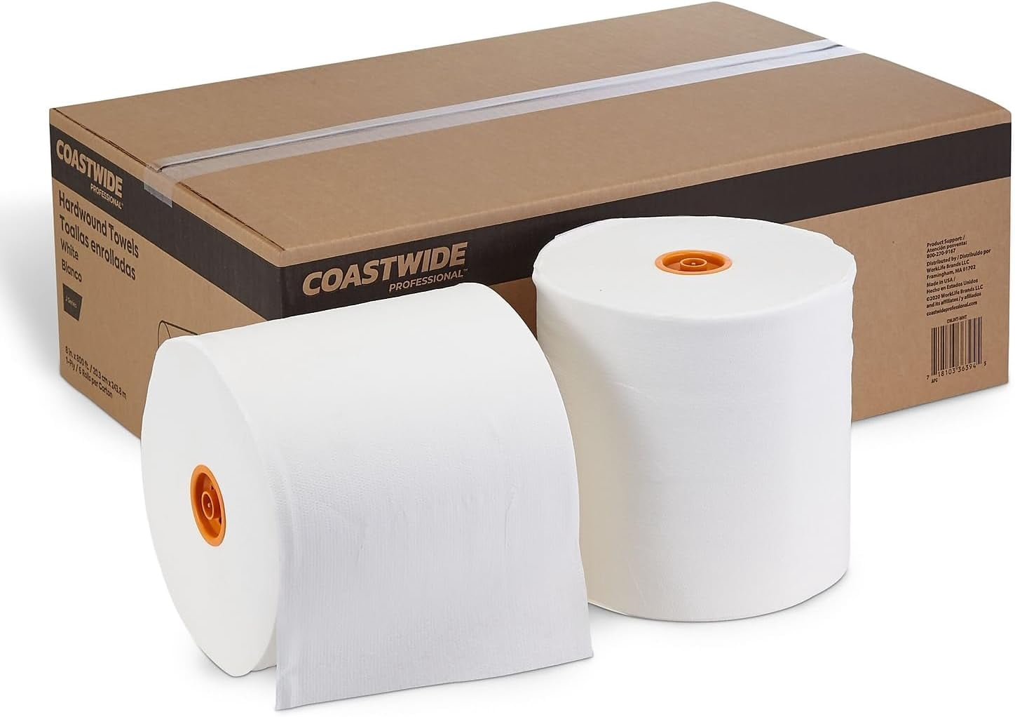 Coastwide Professional Cwjht-Wht Hardwound Paper Towels, 1-Ply, 800 Ft./Roll