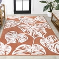 thumbnail image 5 of JONATHAN Y HAWAII 5 x 8 Area Rug, Tobago Two-Tone Monstera Leaf - Orange/Ivory, HWC100A-5, 5 of 10